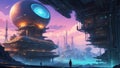 anime-inspired cosmos: dynamic spaceship and industrial vista. ai generated