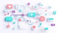 Explore an Array of Colorful Icons Representing Optimized Technical Support and Customer Service Workflows