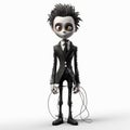 3d Male Character In Tim Burton Style: A Complete 3d Model
