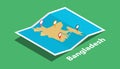 Explore bangladesh maps with isometric style and pin marker location tag on top