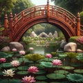 Enchanting Lily Pad Bridge Over Pond