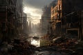 Dystopian Apocalypse: Dark Buildings and Apocalyptic Landscapes, Generative AI