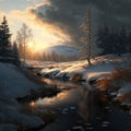 Snowy Forest Sceneries - High-Quality AI-generated Landscapes