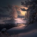 Snowy Forest Sceneries - High-Quality AI-generated Landscapes