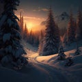 Snowy Forest Sceneries - High-Quality AI-generated Landscapes