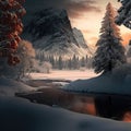 Snowy Forest Sceneries - High-Quality AI-generated Landscapes