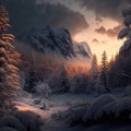 Snowy Forest Sceneries - High-Quality AI-generated Landscapes