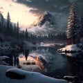 Snowy Forest Sceneries - High-Quality AI-generated Landscapes