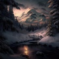 Snowy Forest Sceneries - High-Quality AI-generated Landscapes