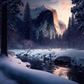 Snowy Forest Sceneries - High-Quality AI-generated Landscapes