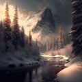 Snowy Forest Sceneries - High-Quality AI-generated Landscapes