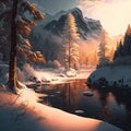 Snowy Forest Sceneries - High-Quality AI-generated Landscapes