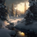 Snowy Forest Sceneries - High-Quality AI-generated Landscapes