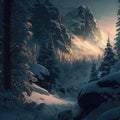 Snowy Forest Sceneries - High-Quality AI-generated Landscapes