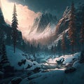 Snowy Forest Sceneries - High-Quality AI-generated Landscapes