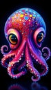 Geometric Abstraction with Luminous Hues Octopus Generative AI