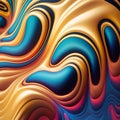 Explore the captivating world of gold, blue, and red fluid waves - abstract art that sparks creative inspiration.