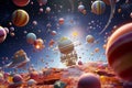 Explore a celestial carnival with spacecraft of Royalty Free Stock Photo