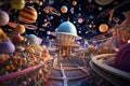 Explore a celestial carnival with spacecraft of Royalty Free Stock Photo