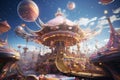 Explore a celestial carnival with spacecraft of Royalty Free Stock Photo