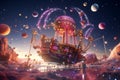 Explore a celestial carnival with spacecraft of Royalty Free Stock Photo