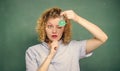 Explore chemistry. Chemistry lesson. Chemistry lab. Interesting and fascinating. Woman teacher performing experiment Royalty Free Stock Photo