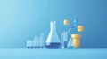 Explore Chemistry, Lab Glassware, Molecules, and Experiments. Discover scientific processes Royalty Free Stock Photo