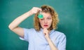 Explore chemistry. Chemistry lesson. Chemistry lab. Interesting and fascinating. Woman teacher performing experiment Royalty Free Stock Photo