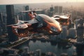 Explore a city skyline where personal flying