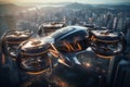 Explore a city where air taxis of various