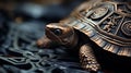 Explore a classic turtle shell design with muted tones, flat texture, and intricate details in high resolution Royalty Free Stock Photo