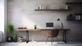 clean and clutter-free work space with blank wall mockup dark color aesthetics HD