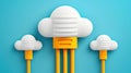 Explore the cloud computing concept with an illustration of a white cloud linked to a network cable Royalty Free Stock Photo