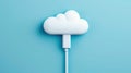 Explore the cloud computing concept with an illustration of a white cloud linked to a network cable Royalty Free Stock Photo