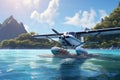 Explore a coastal landscape where seaplanes of