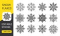 Explore the collection of elegant vector snowflakes with intricate lacy patterns. These linear style snowflake icons are