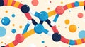 Explore a colorful modern flat illustration showcasing the DNA molecule structure in a fun and engaging cartoon style Royalty Free Stock Photo