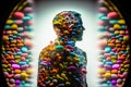 Healthcare and Medication Concept: Man with Colored Pills - Generative AI