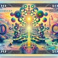 Extraterrestrial Currency: AI Crafted 100 Dollar Bill with Alien Aesthetics