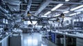Autonomous drone development lab futuristic location technology showcase modern environment high-tech viewpoint