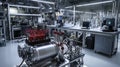 High-tech research lab featuring quantum computing innovations in a futuristic scientific environment