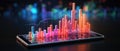 Explore 3D market trends and business data graphics on smartphones, Ai Generated