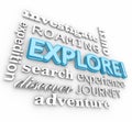 Explore 3d Word Collage Expedition Discovery Journey