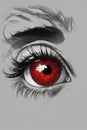 Drawing of a human red eye