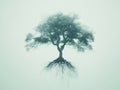 Explore the depths of perception with a tree whose roots mirror neural pathways, a symbolic representation of cognitive evolution