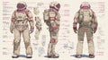 Detailed Concept Art of Futuristic Astronaut Suit Design and Features Royalty Free Stock Photo
