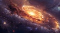 Explore digital art wonder with our vibrant spiral galaxy. Witness stars and cosmic dust weave