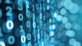 Explore the digital realm with this vibrant blue background featuring binary code, symbolizing data security and tech innovation Royalty Free Stock Photo