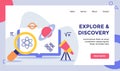 Explore and discovery lupe magnifying atom telescope campaign for web website home homepage landing page template banner Royalty Free Stock Photo