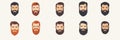 Explore diverse beard styles illustrated in a flat design presented on a neutral background in an organized grid format Royalty Free Stock Photo